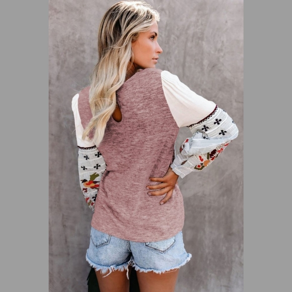 Pink Printed Knit Sweater - Picture 5 of 9